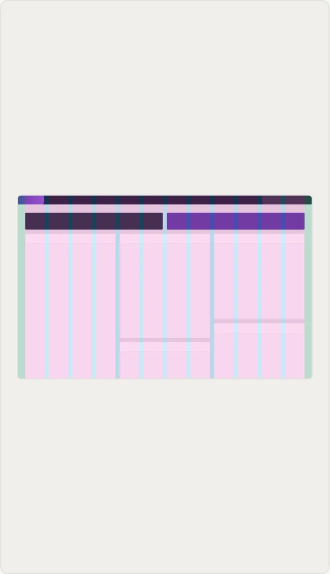Three-column dashboard layout on the 12-column grid