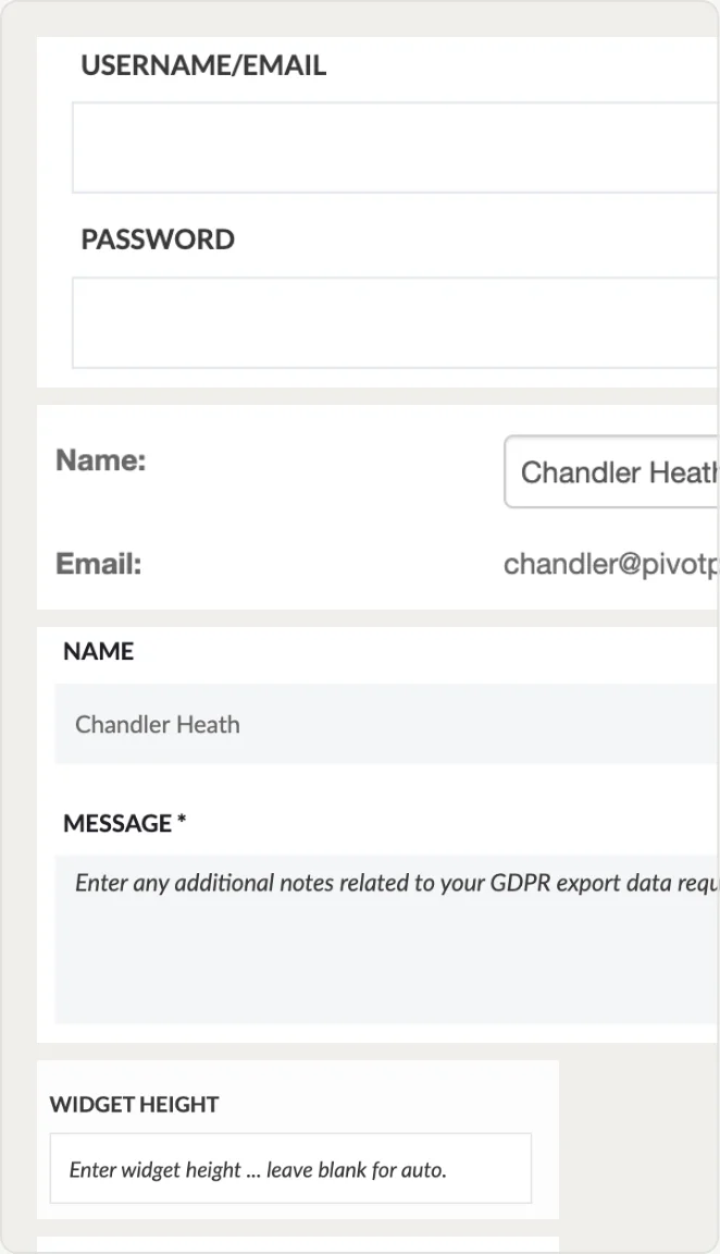 Differently styled text inputs and form fields catalogued across the product